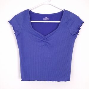Hollister sweetheart neckline baby tee Y2K cropped ribbed stretch top purple